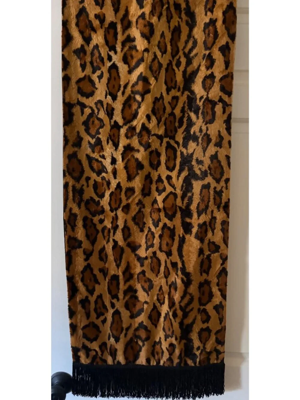 Andasimo Leopard Long Table Dresser Cabinet Runner with Fringe Home Decor